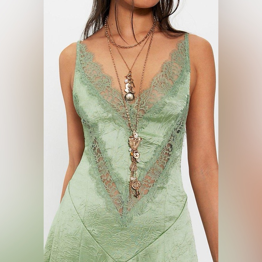 NWT Free People Maybe Forever Slip Dress soft moss - Picture 3 of 8